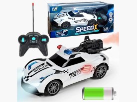 Auto policia radio control con lanza humo